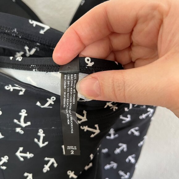 Torrid Womens Anchor Print Nautical Black Built in Bra Tankini Swim Top Size 2X - Picture 6 of 9